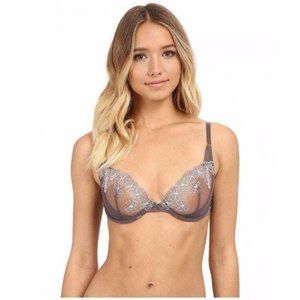 Skarlett Blue Coquette Unlined Sheer Demi Underwire Bra Gray 32B #1730118